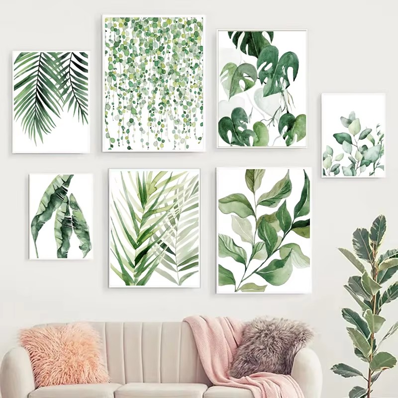 Live Plant Fertilizer - Nordic Style Palm Plant Leaf Canvas