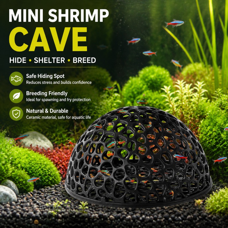 Aquarium Fish Hiding Spot - Mini Porous Ceramic Shrimp Cave Betta