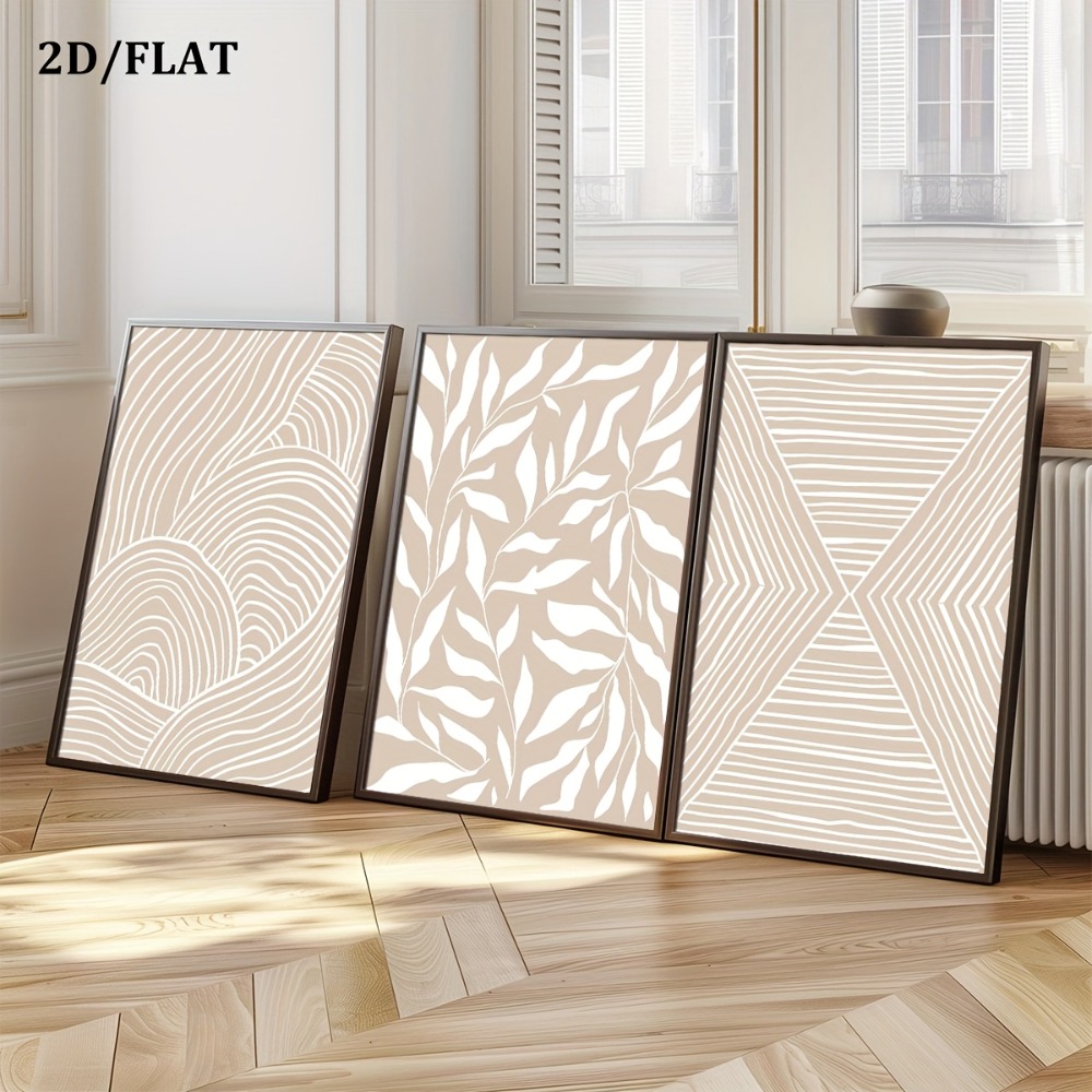 Live Plant Fertilizer - 3pcs Frameless,Neutral Beige Abstract Murals and