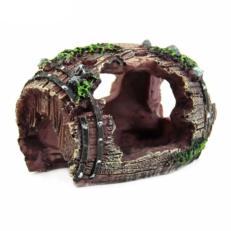Aquarium Fish For Sale Online - Aquarium Artificial Barrel Cave Resin Ornaments