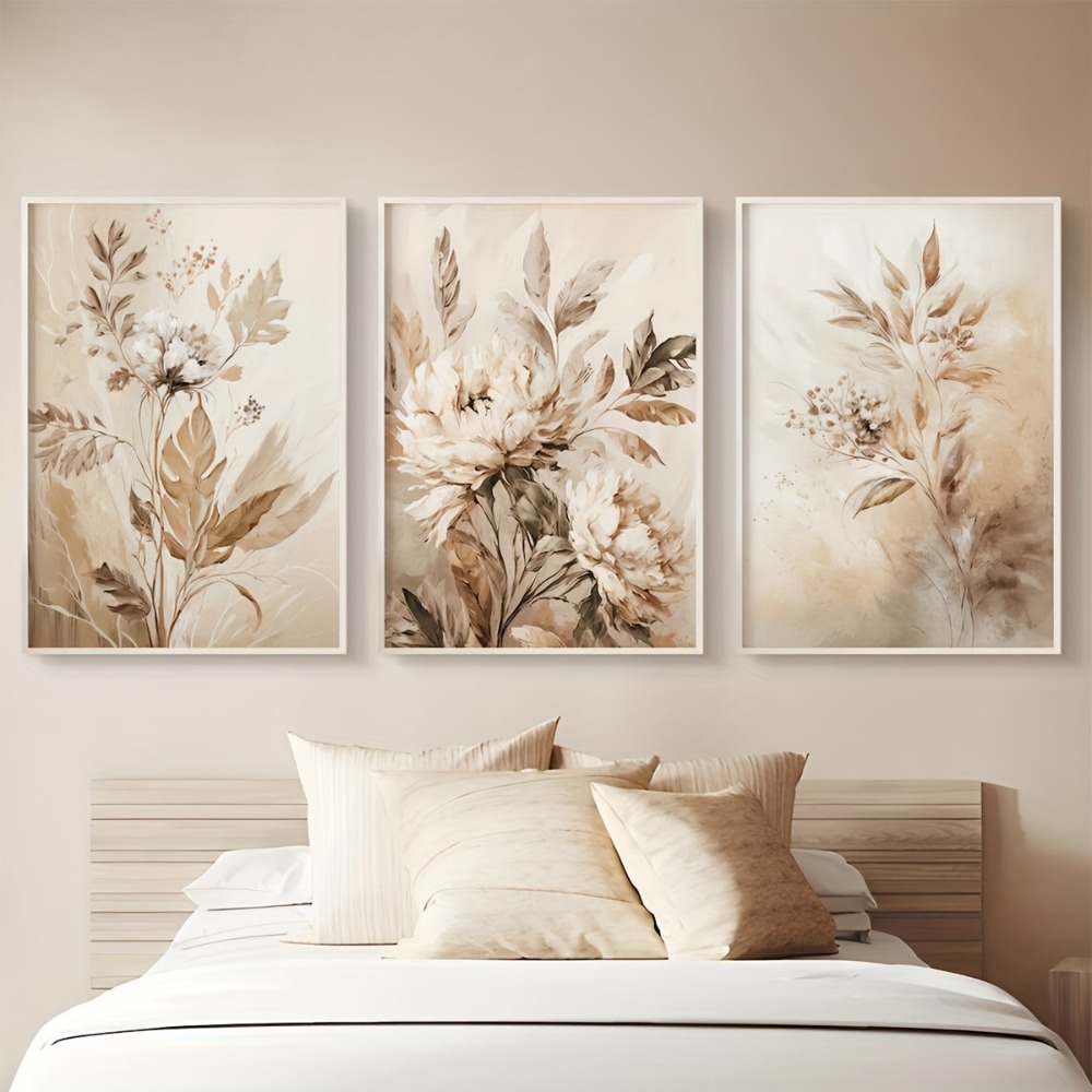 Live Plant Fertilizer - 3 Frameless Modern Gorgeous Floral Canvas