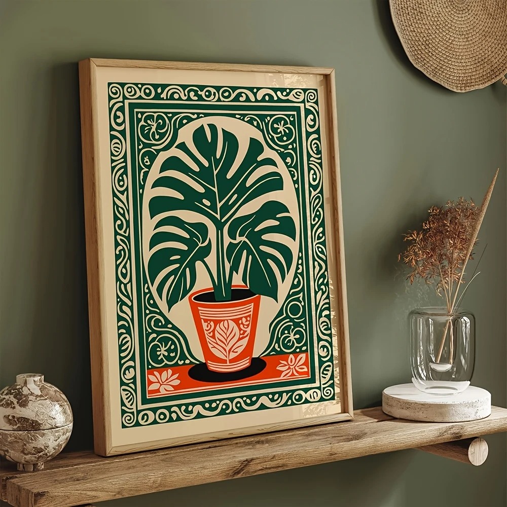 Bohemian Monstera Plant Canvas - Live Plant Fertilizer recension och pris